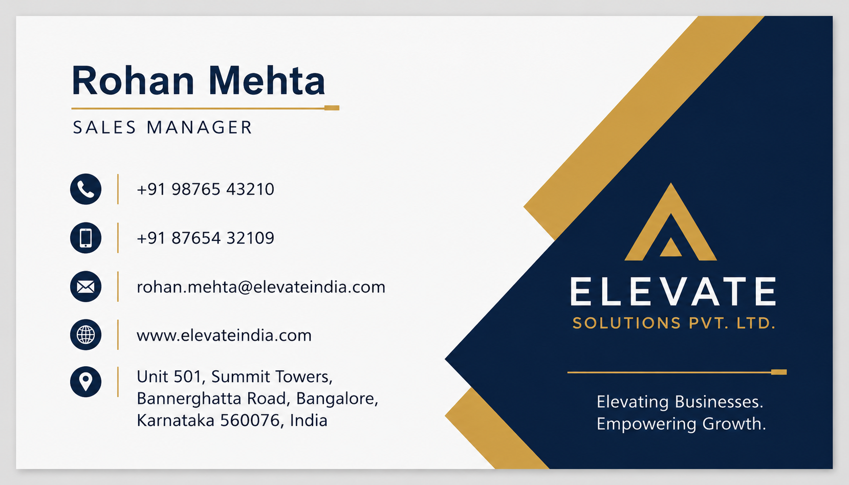 Business card of Rohan Mehta