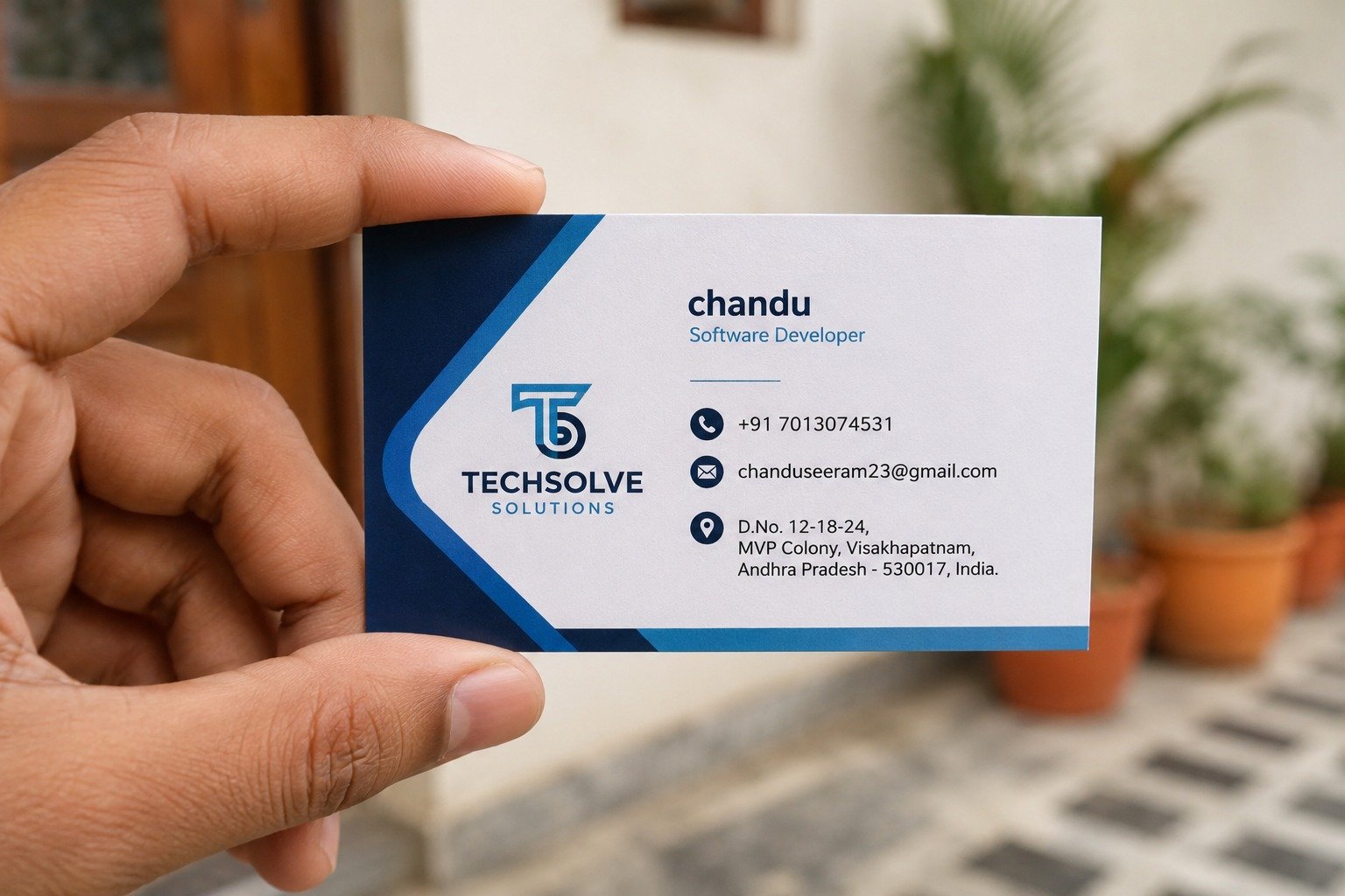 Business card of chandu