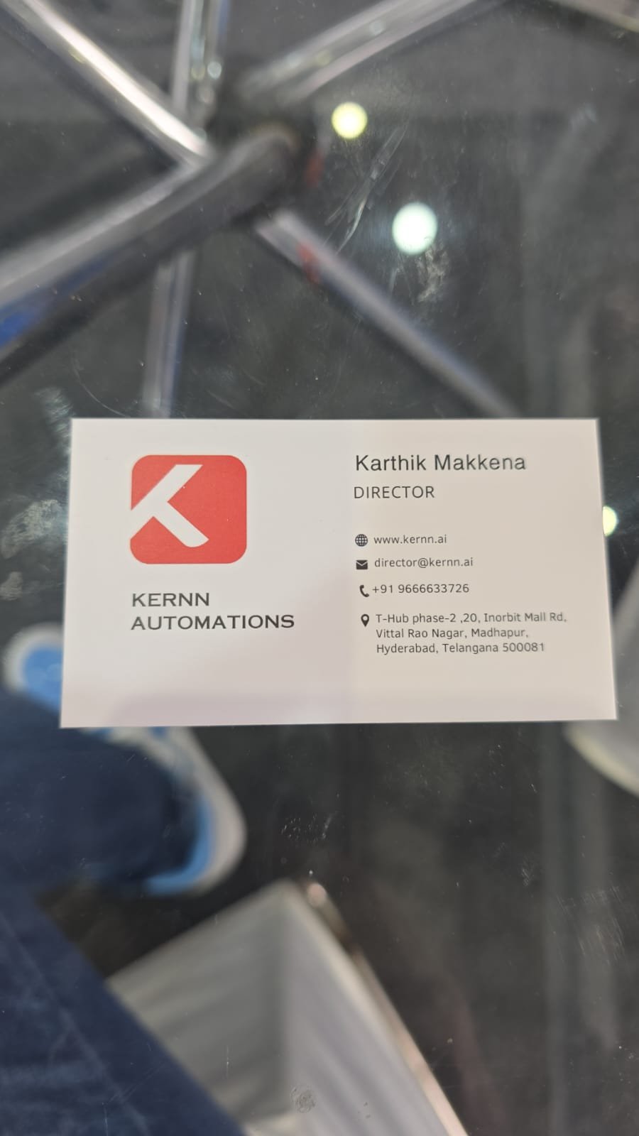Business card of Karthik Makkena
