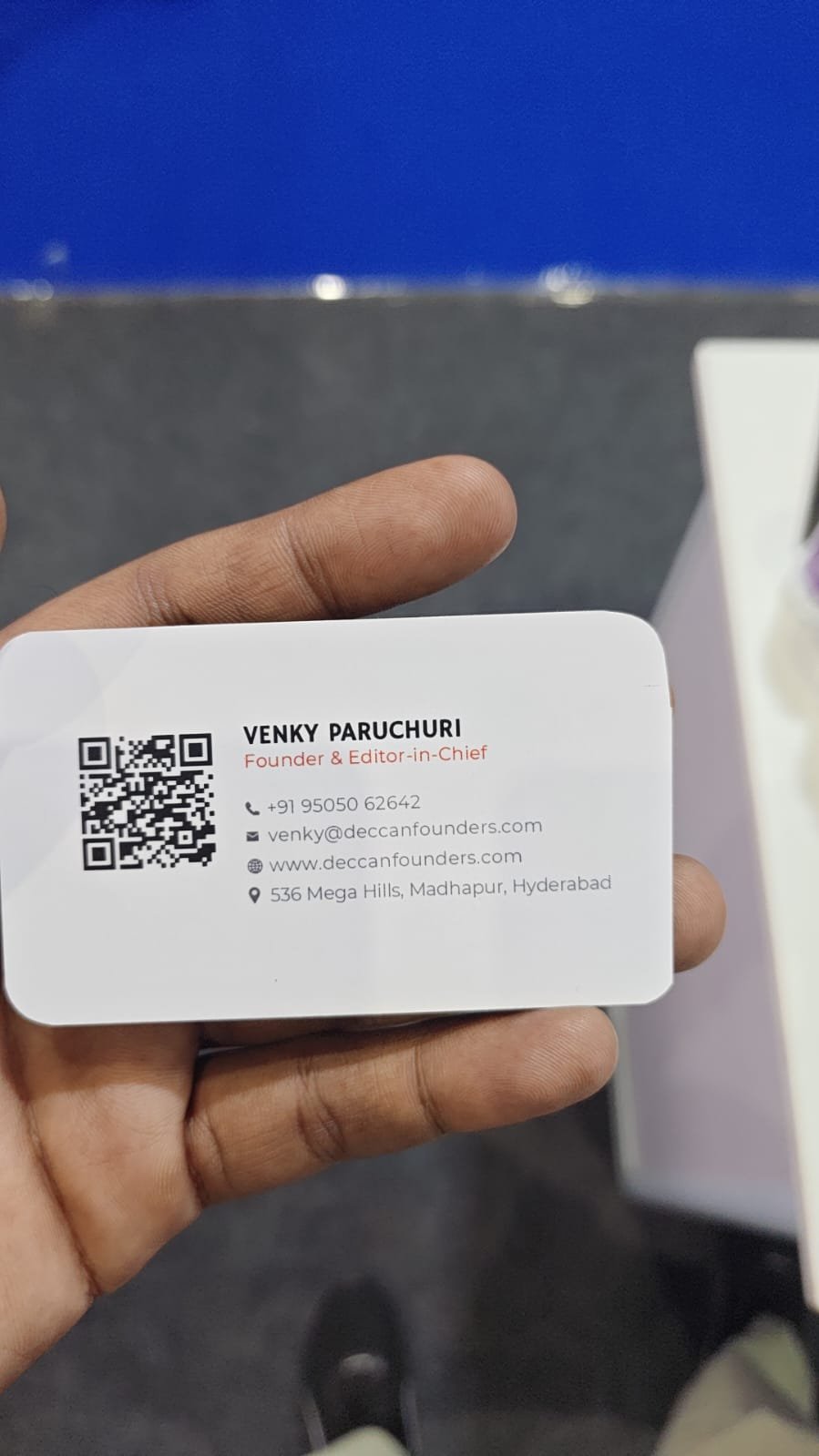 Business card of Venky Paruchuri
