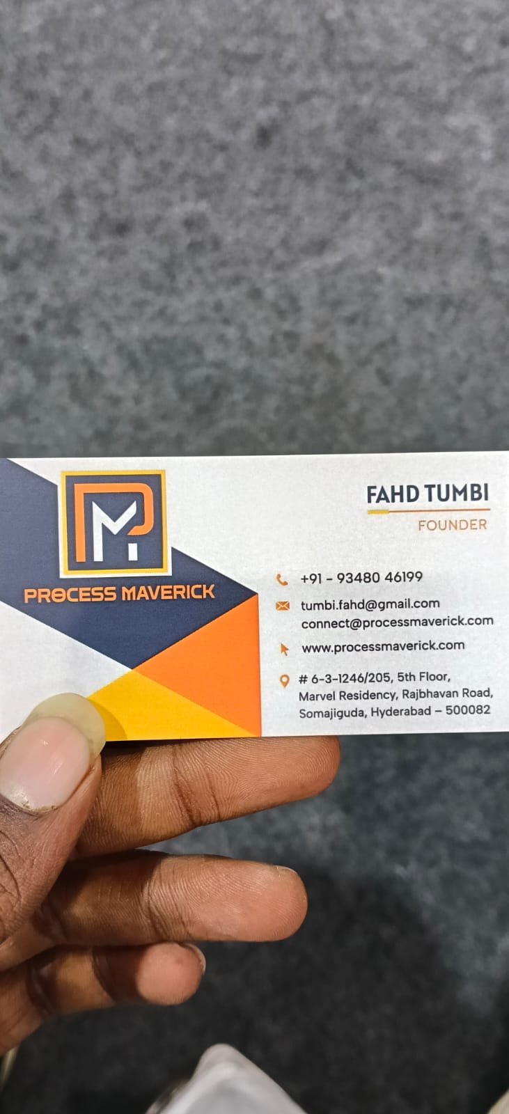 Business card of Fahd Tumbi