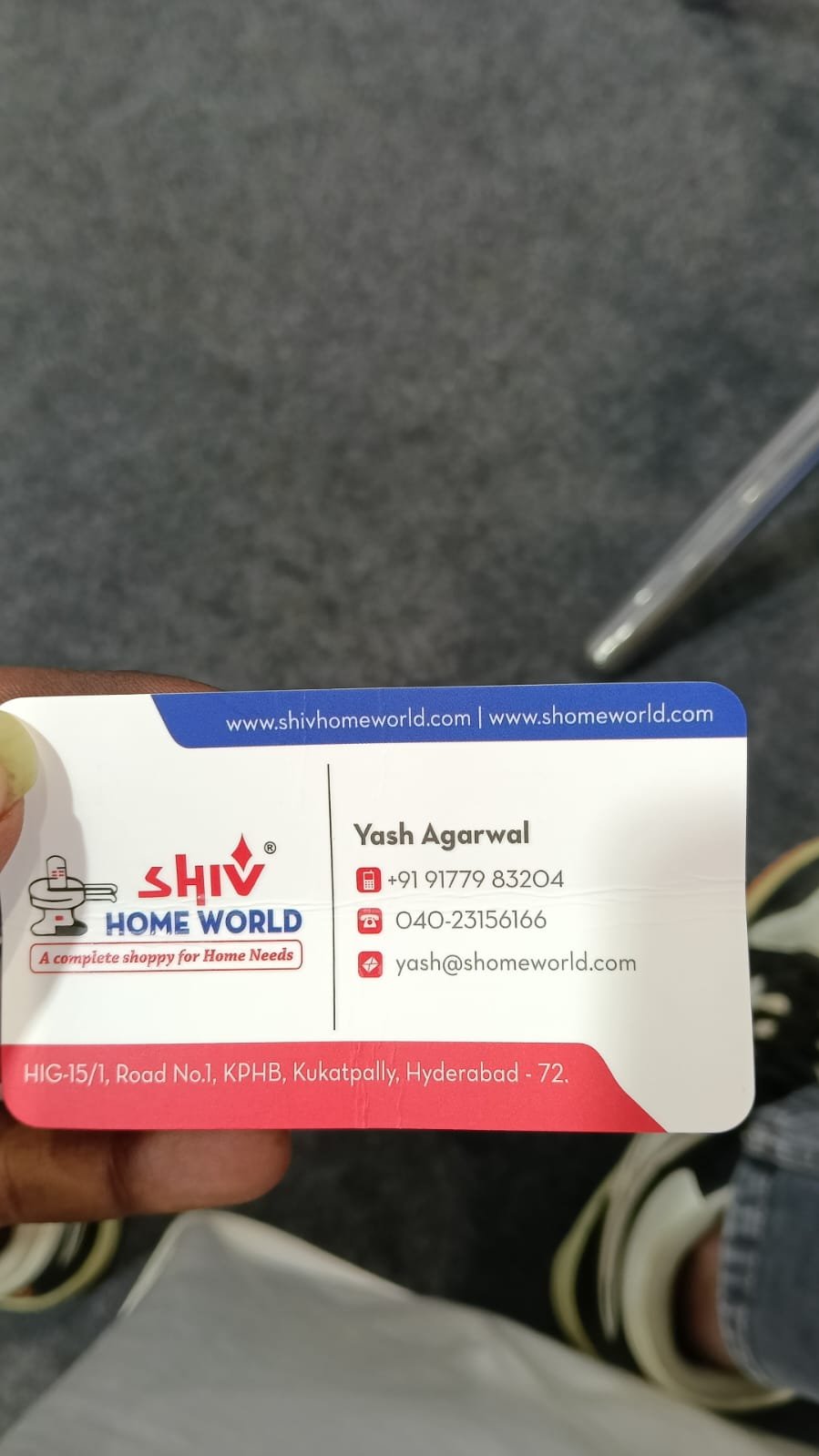 Business card of Yash Agarwal